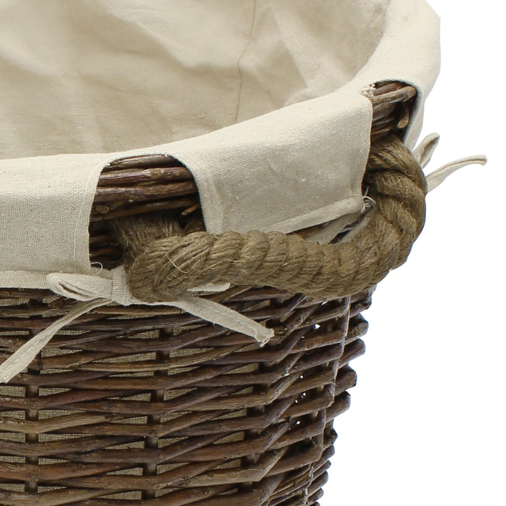 JVL Medium Dark Willow Log Basket with Liner and Rope Handles Image 3