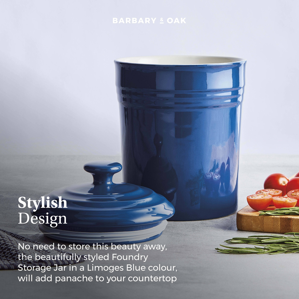 Barbary and Oak 23cm Limoges Blue Ceramic Storage Jar Image 6