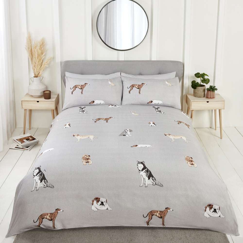 Rapport Home Paws and Tails Double Grey Duvet Set Image 1