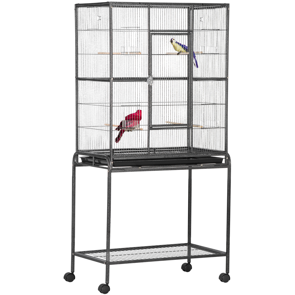 PawHut Black Wide Bird Cage with Stand Image 1