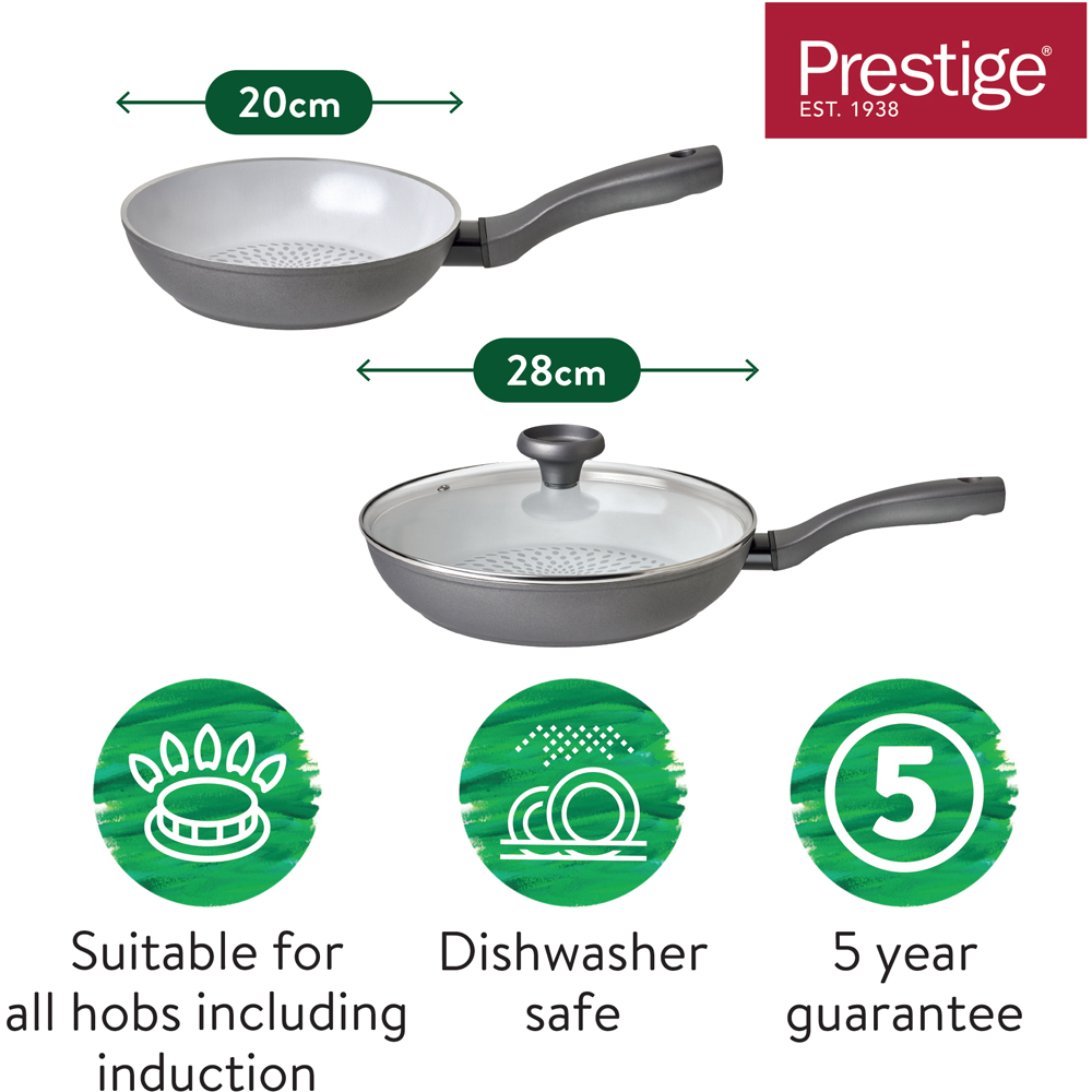 Prestige Earthpan Induction Frying Pan Set of 2 with Toughened Glass Lid Image 6