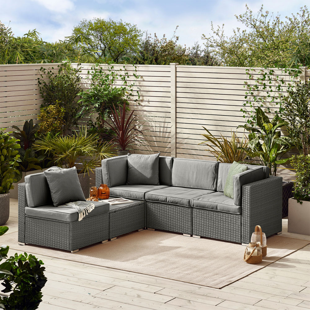 Windermere 4 Seater Grey Rattan Sofa Lounge Set Image 7