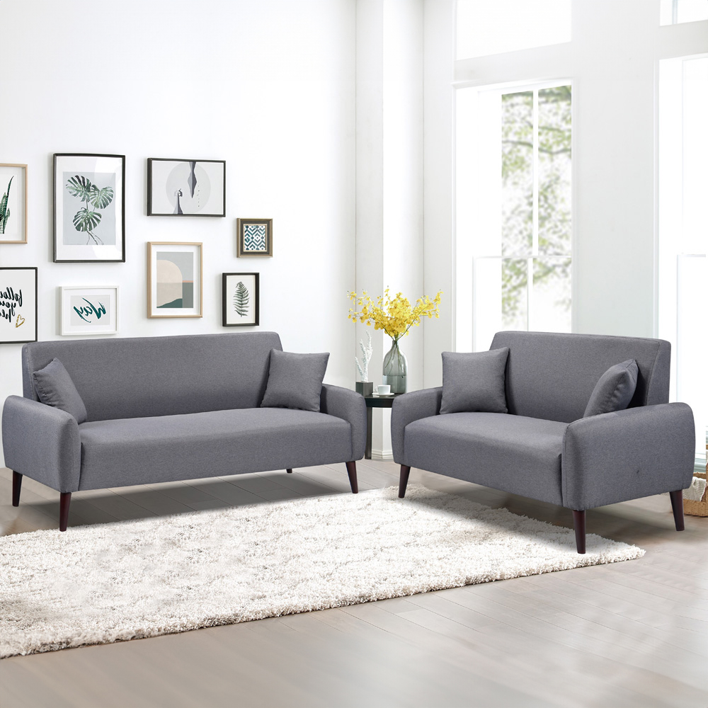 Brooklyn 2+3 Seater Grey Linen Sofa Set Image 1