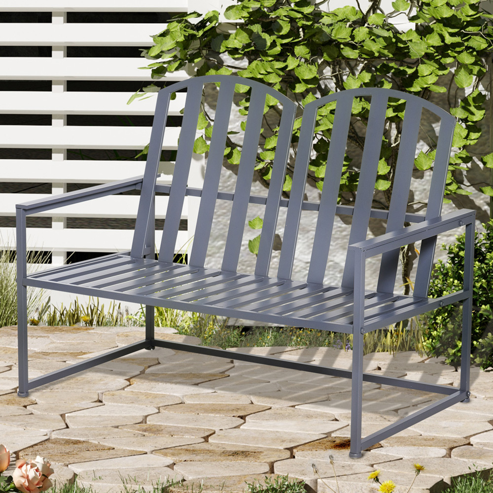 Outsunny 2 Seater Grey Bench Image 1