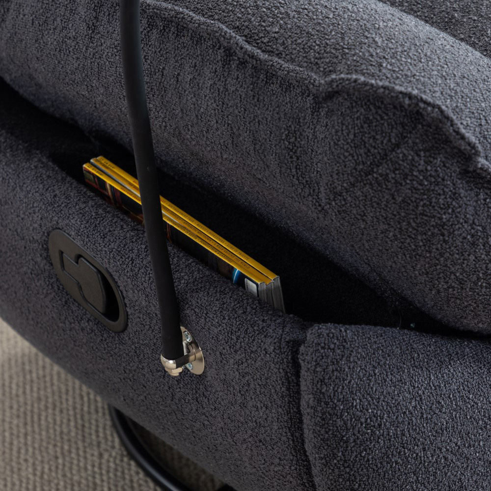 Artemis Home Fallon Dark Grey Boucle Swivel Recliner Chair Image 4