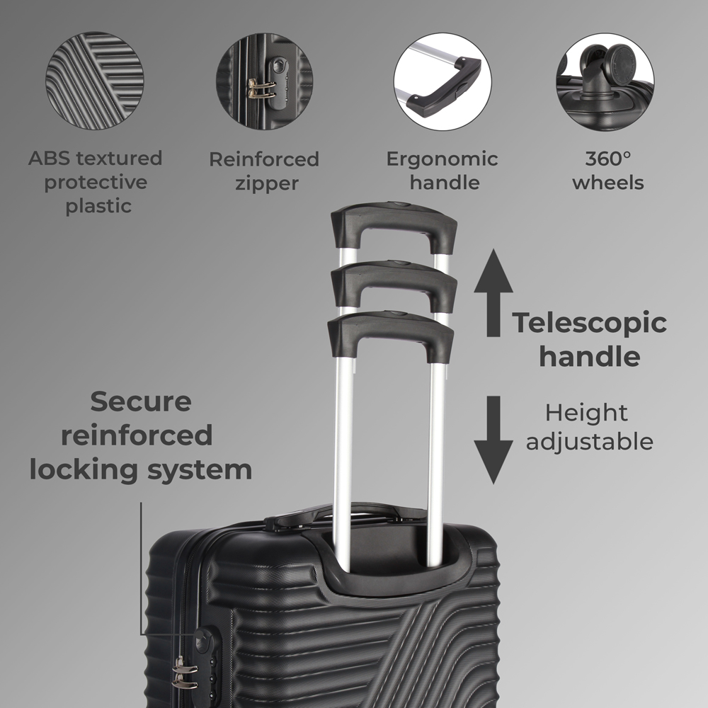 Neo Set of 3 Black Hard Shell Luggage Suitcases Image 7
