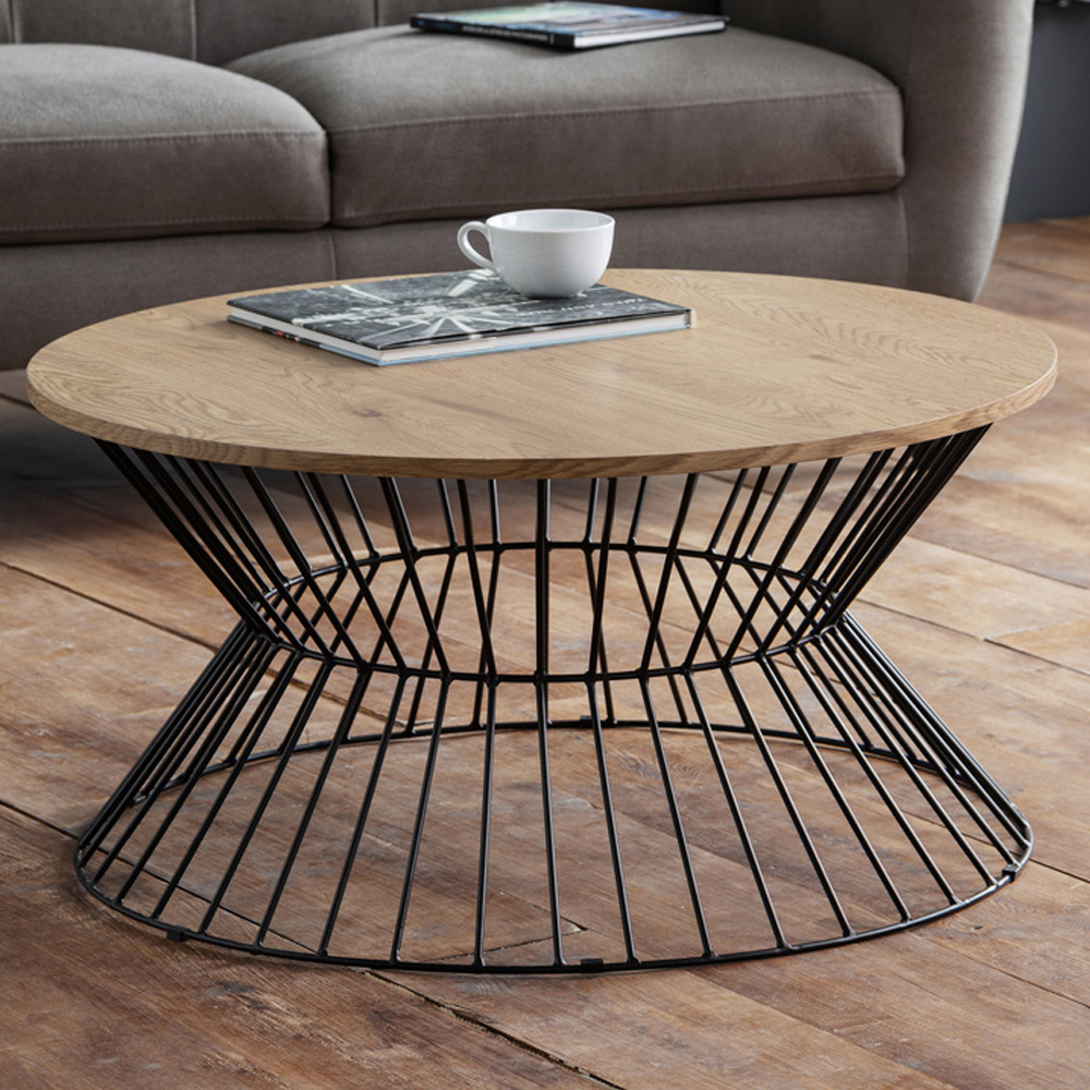 Julian Bowen Jersey Euro Oak Round Wire Coffee Table Image 1