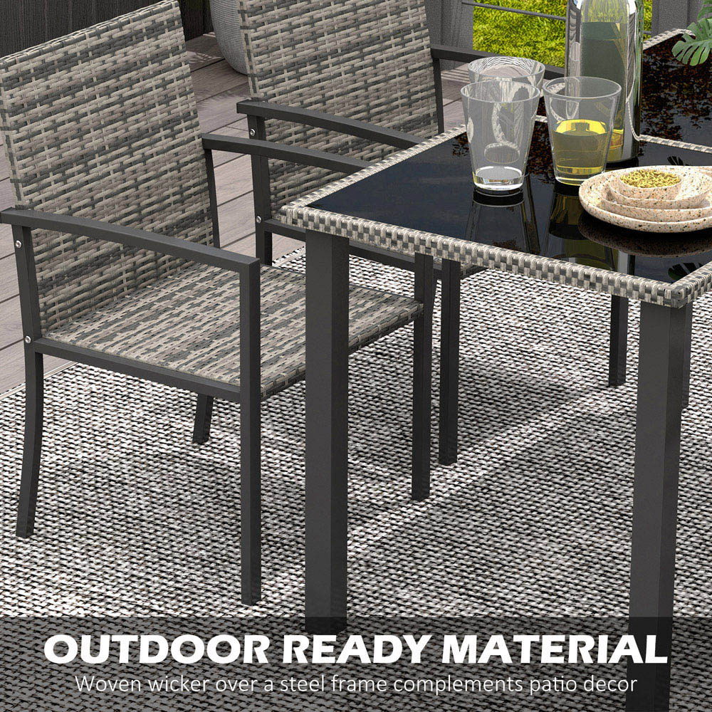 Outsunny Rattan 4 Seater Dining Set Mixed Grey Image 6