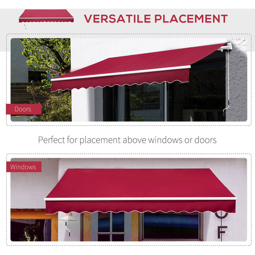 Outsunny Red Manual Retractable Awning 3.5 x 2.5m Image 5