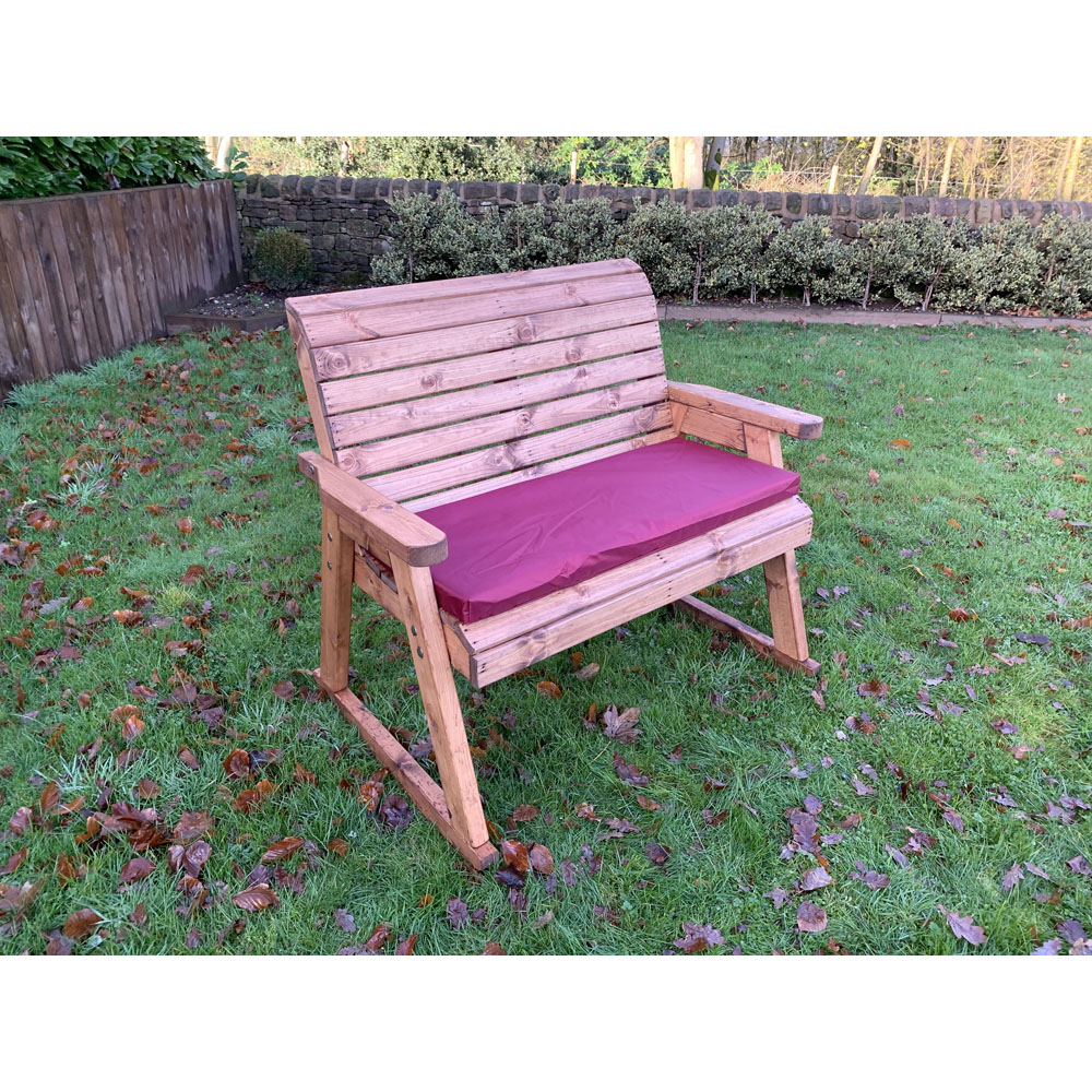 Charles Taylor 2 Seater Rocker Bench with Red Cushions Image 2
