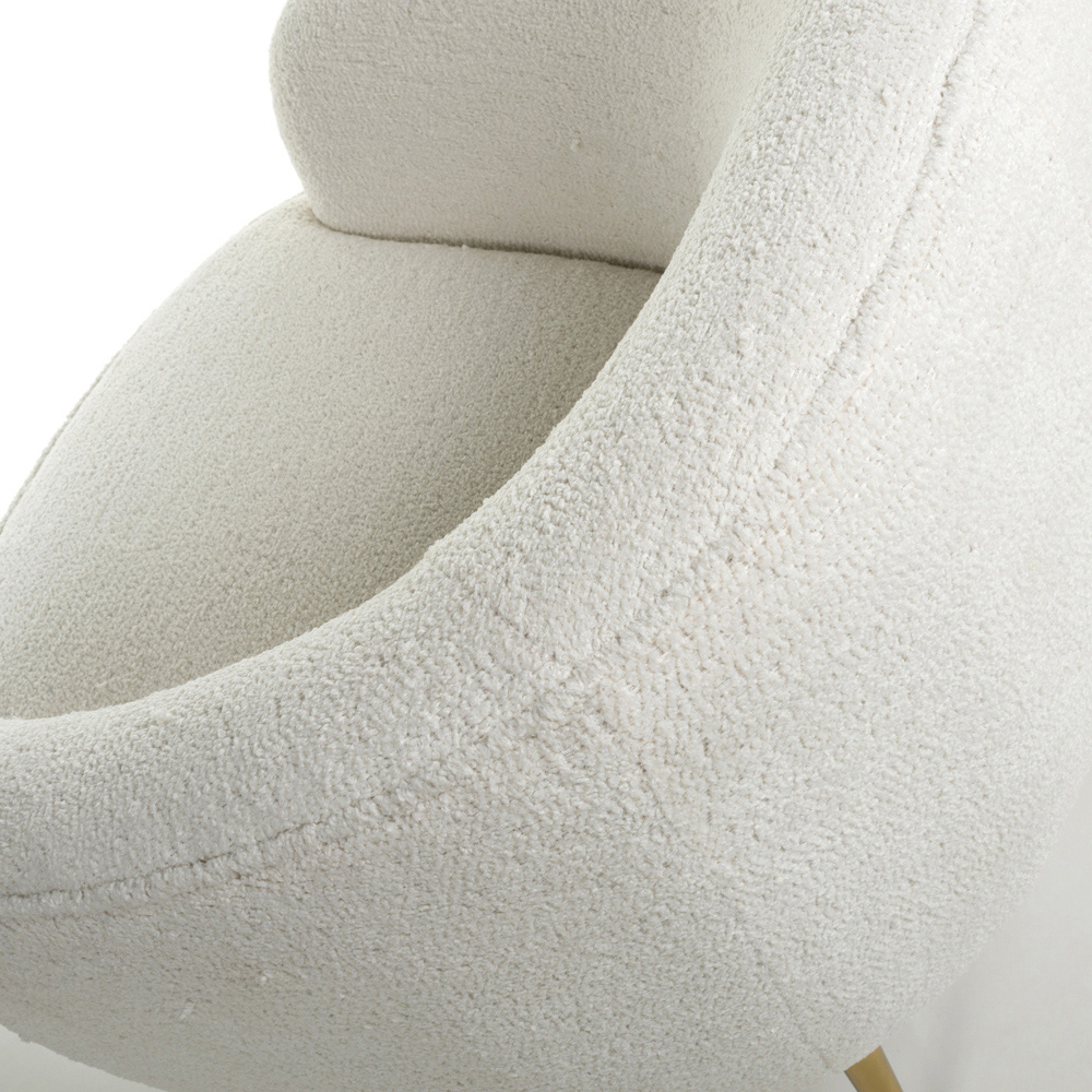 Lucia Vanilla White and Gold Boucle Tub Chair Image 5