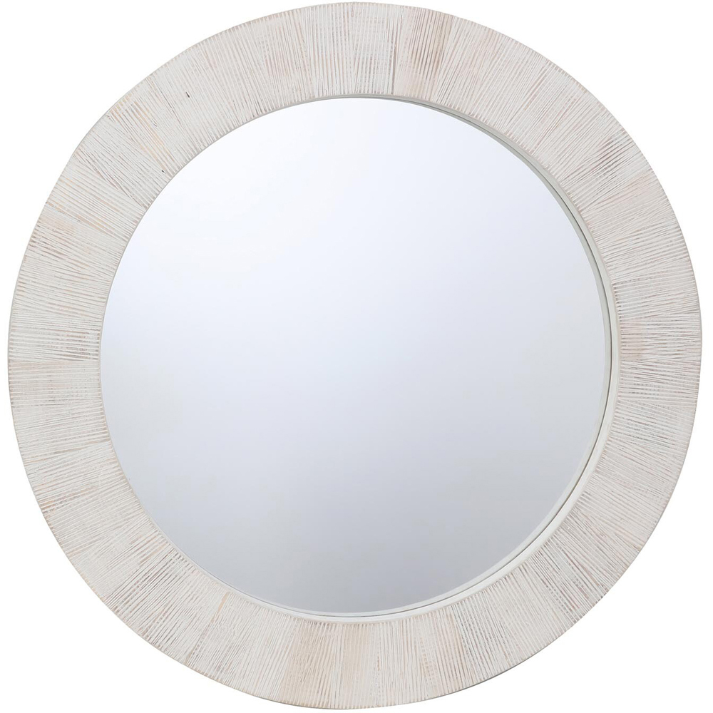 Thea White Textured Wooden Mirror Image