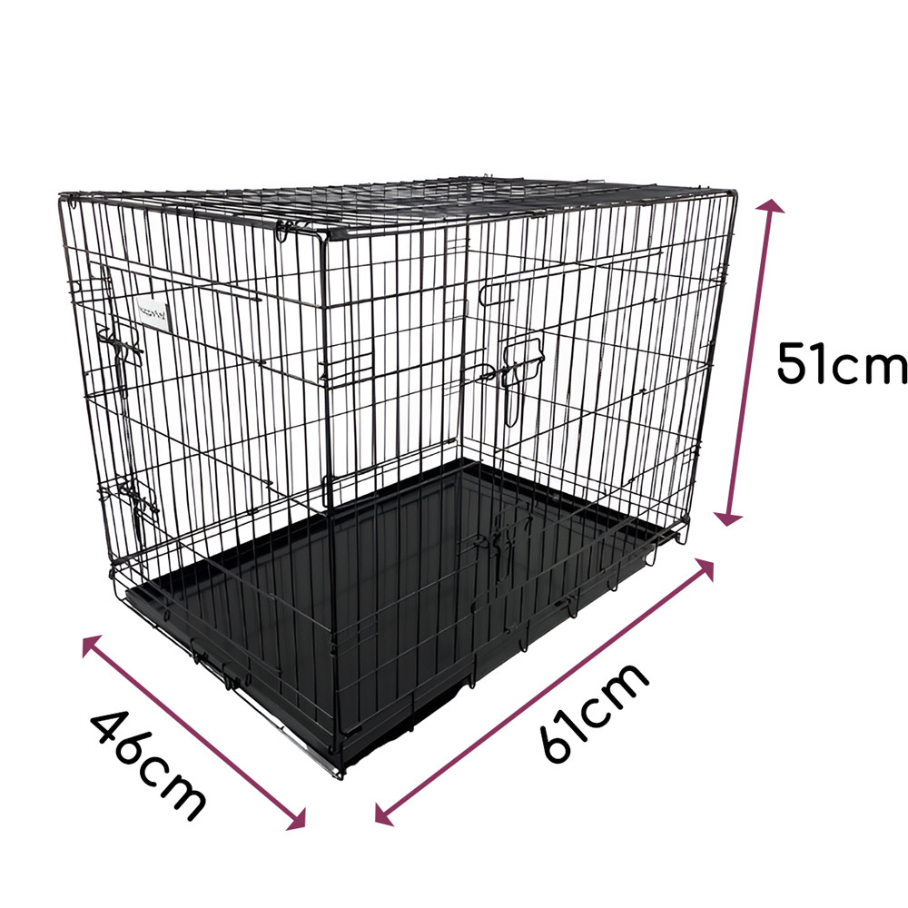 HugglePets Small Black Dog Cage with Metal Tray 61cm Image 5