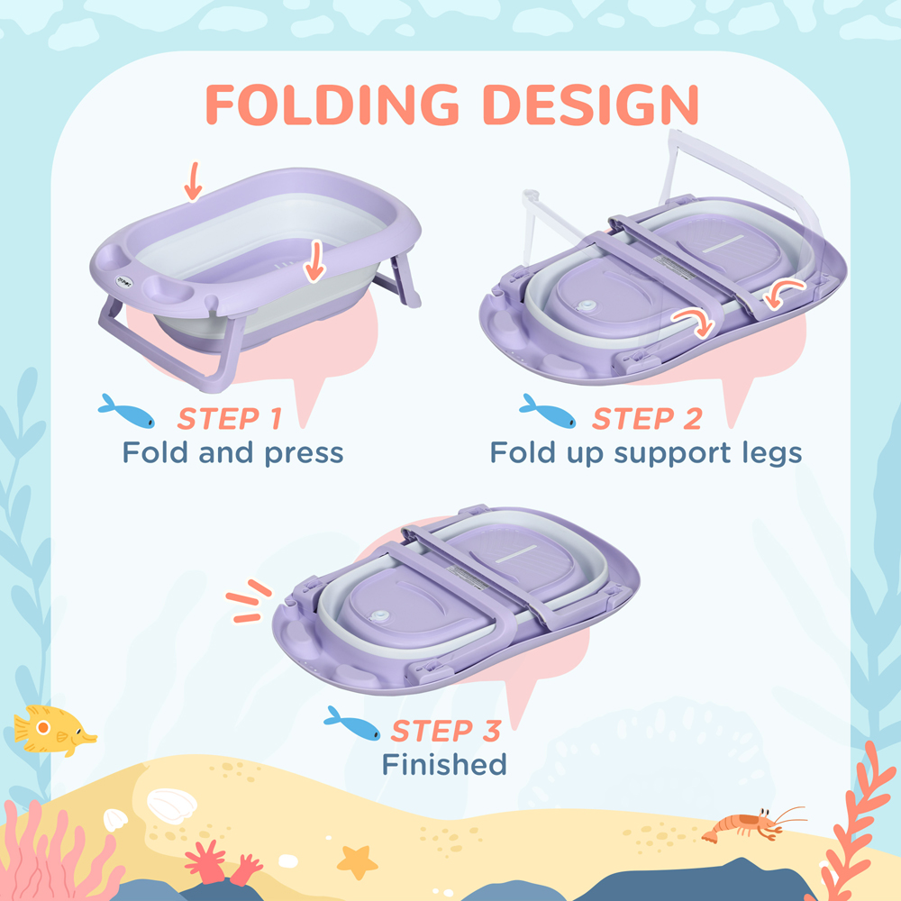 ZONEKIZ Purple Baby Foldable Bath Tub Image 4