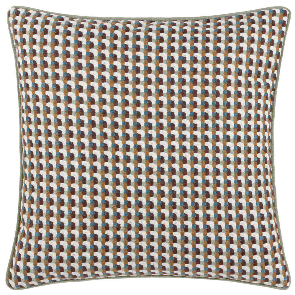 furn. Marttel Olive Geometric Jacquard Cushion Image 1