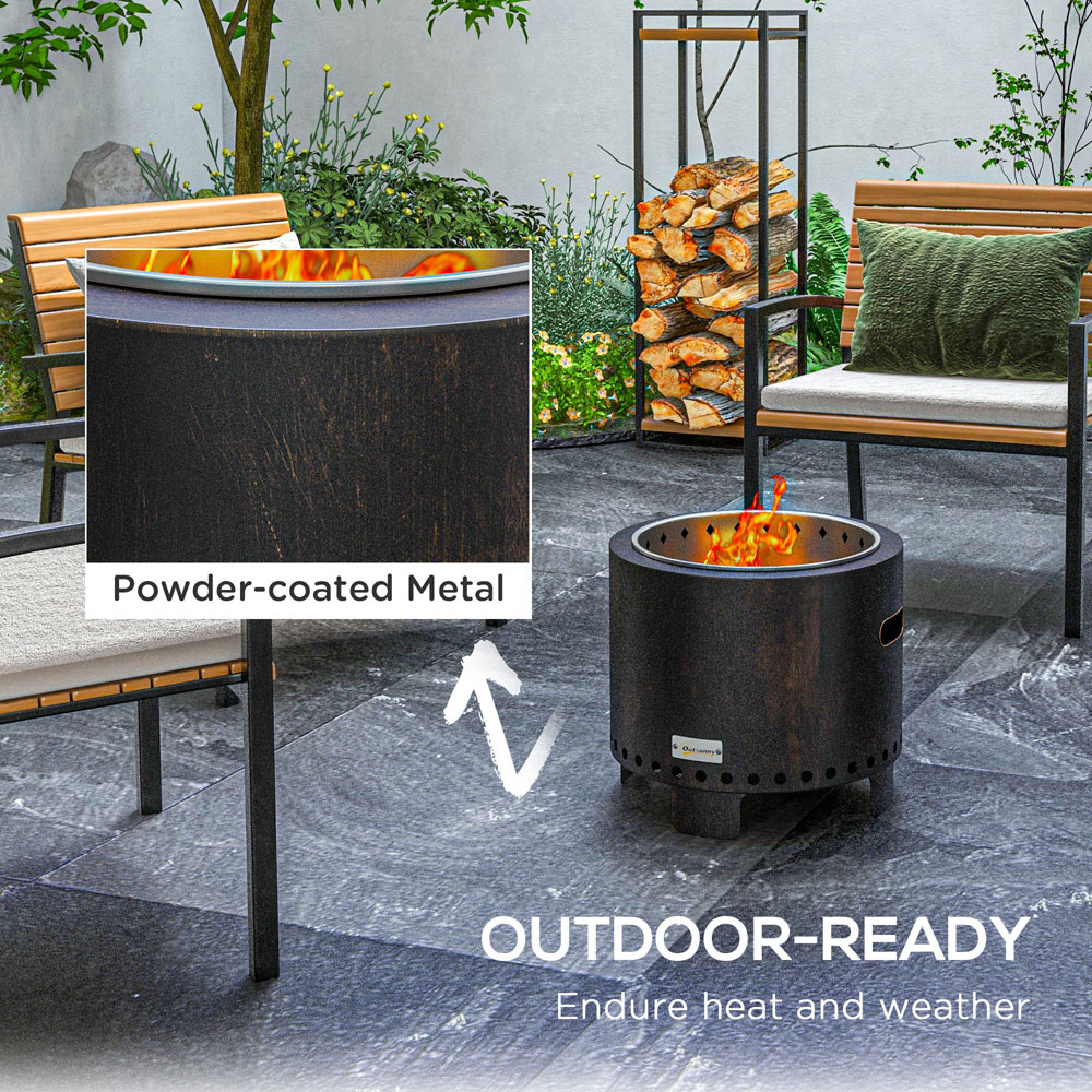 Outsunny Black Metal Wood Burning Smokeless Fire Pit Image 5