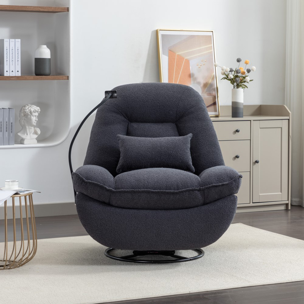 Artemis Home Fallon Dark Grey Boucle Swivel Recliner Chair Image 3