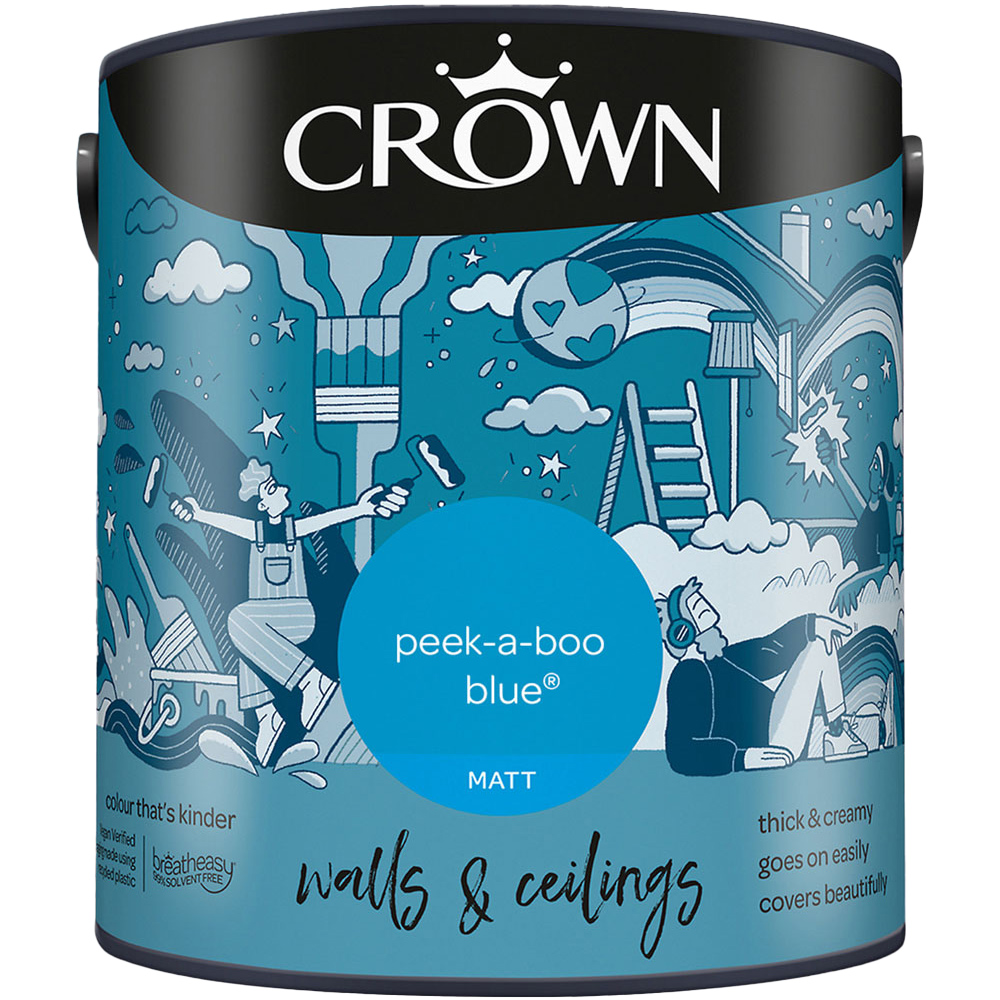 Crown Walls & Ceilings Peekaboo Blue Matt Emulsion Paint 2.5L Image 2