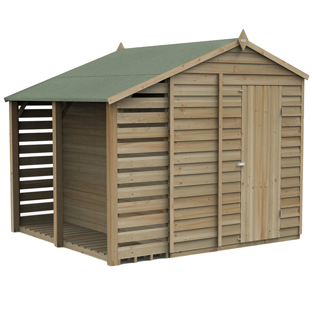 Forest Garden 4LIFE 6 x 8ft Single Door Lean To Apex Shed Image 1