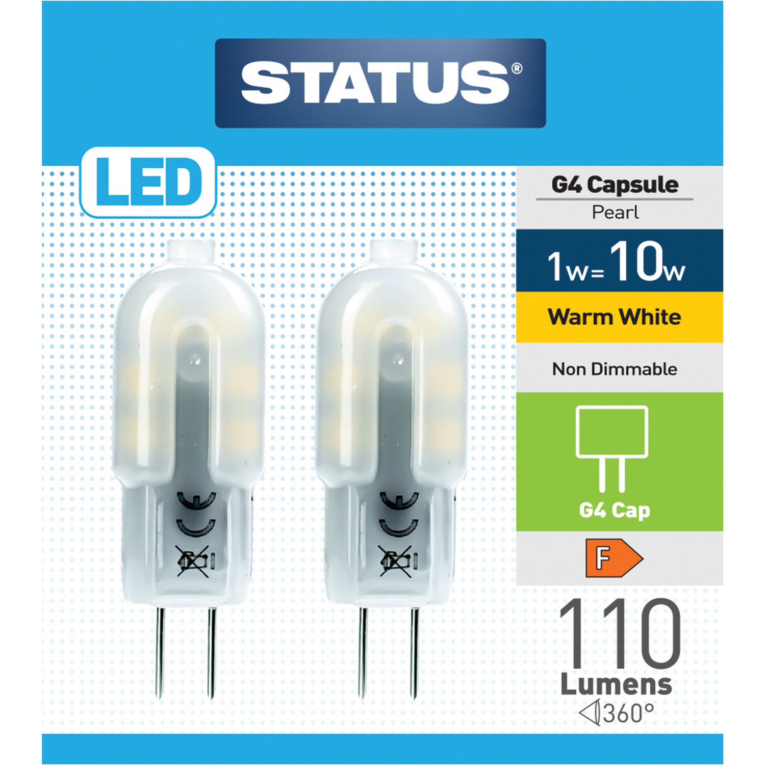Pack of 2 Status LED G4 Capsule Pearl Lightbulbs Image 1