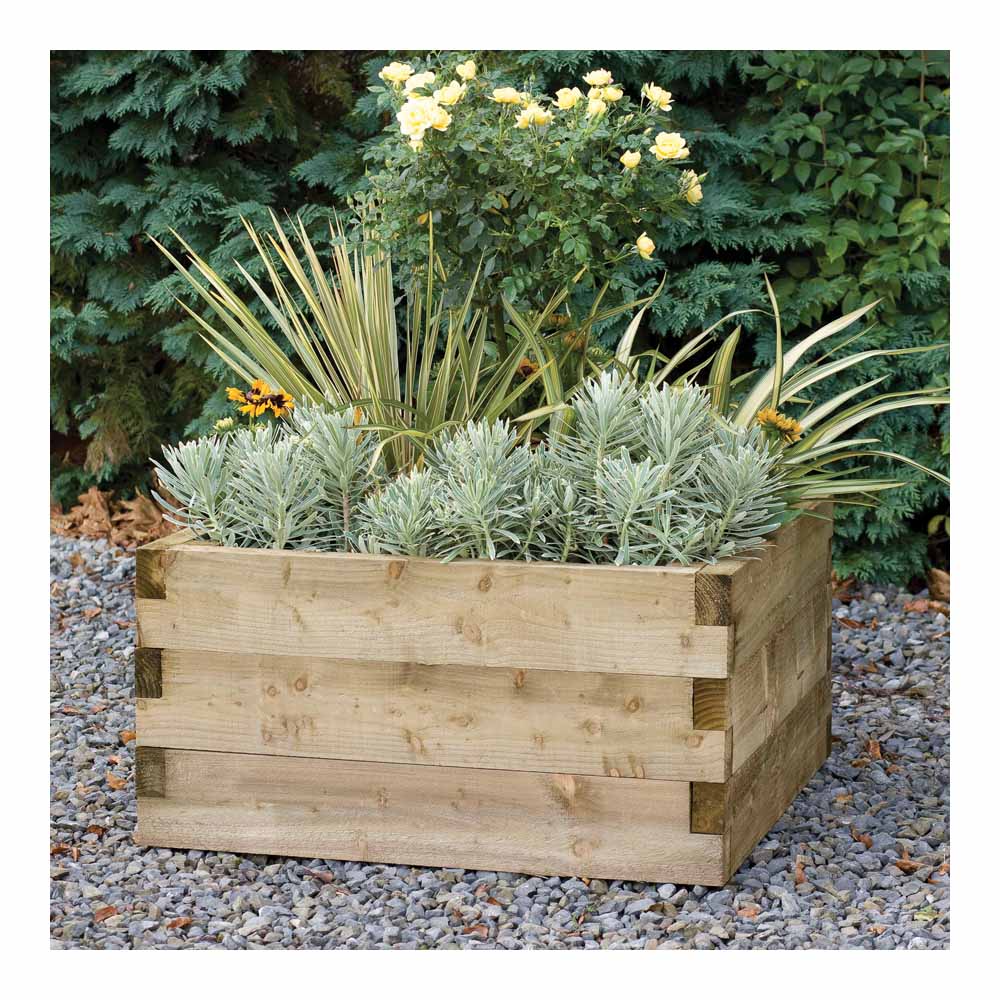 Forest Garden Timber Outdoor Caledonian Square Raised Planter Bed Image 1