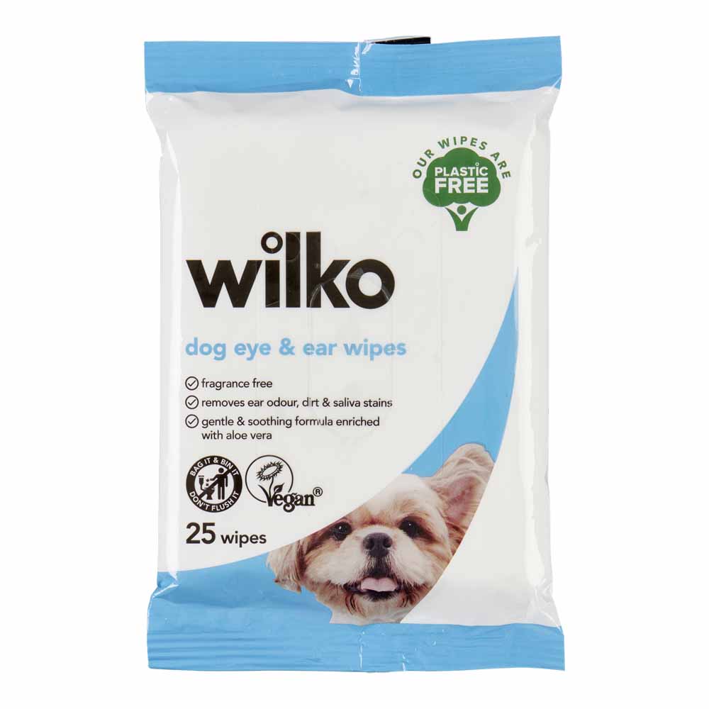 Wilko Plastic Free Dog Eye and Ear Wipes 25pk Image 1