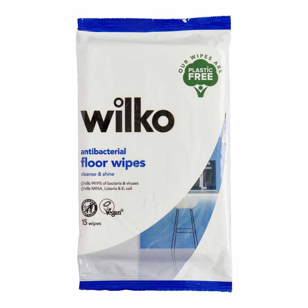 Wilko Plastic Free Antibacterial Floor Wipes 15pk Image 1