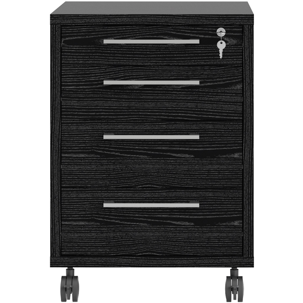 Florence 4 Drawer Black Woodgrain Mobile Cabinet Image 3