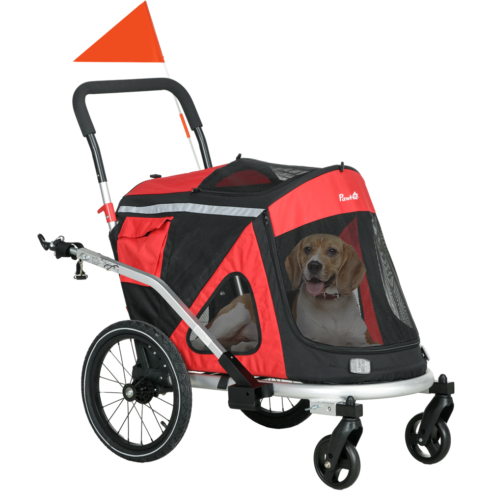 PawHut 2 in 1 Medium Red Dog Trailer with Hitch Image 1