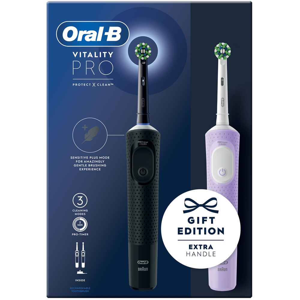 Oral-B Vitality Pro Black and Lilac Electric Toothbrush Image 1