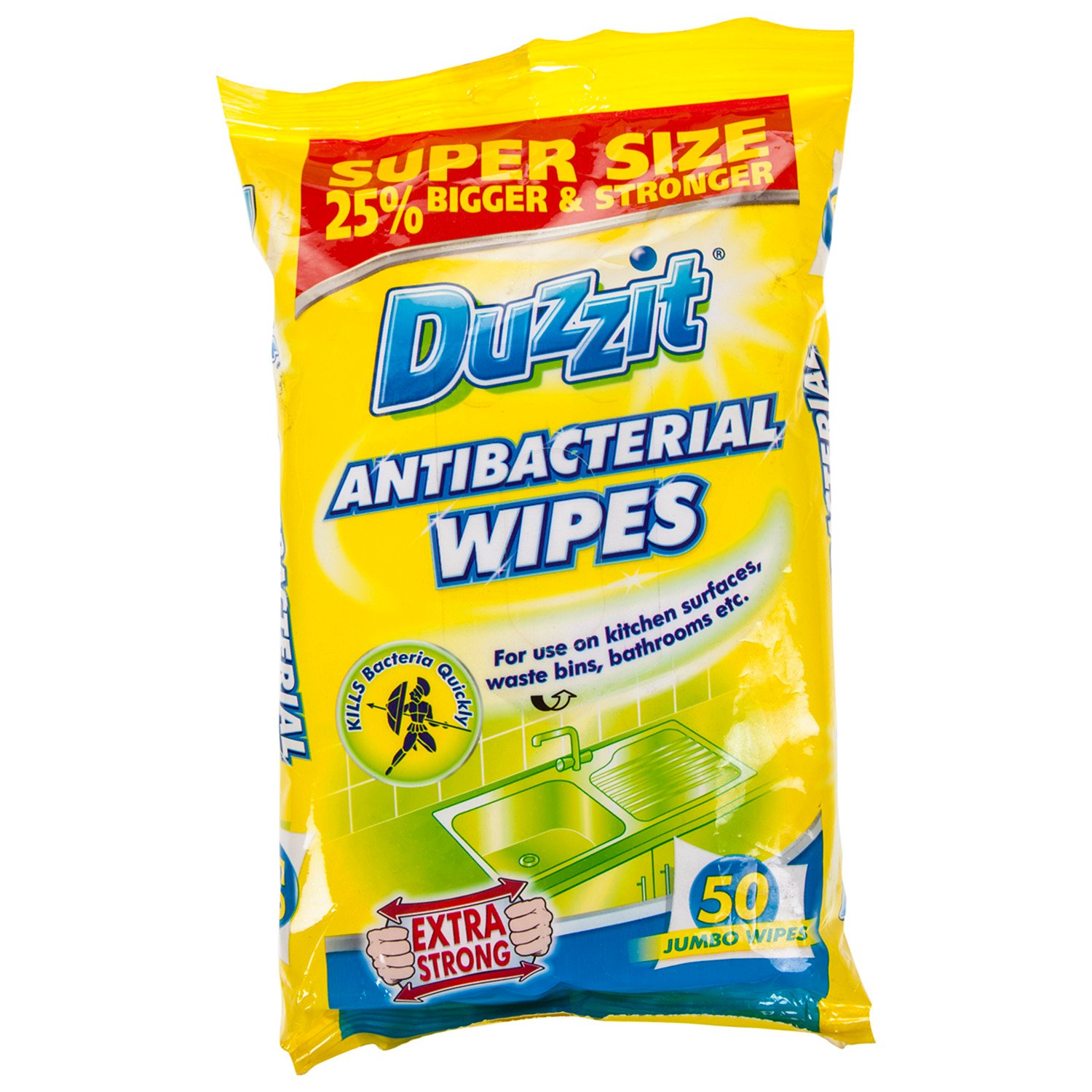 Duzzit Antibacterial Jumbo Wipes 50 Pack Image 1