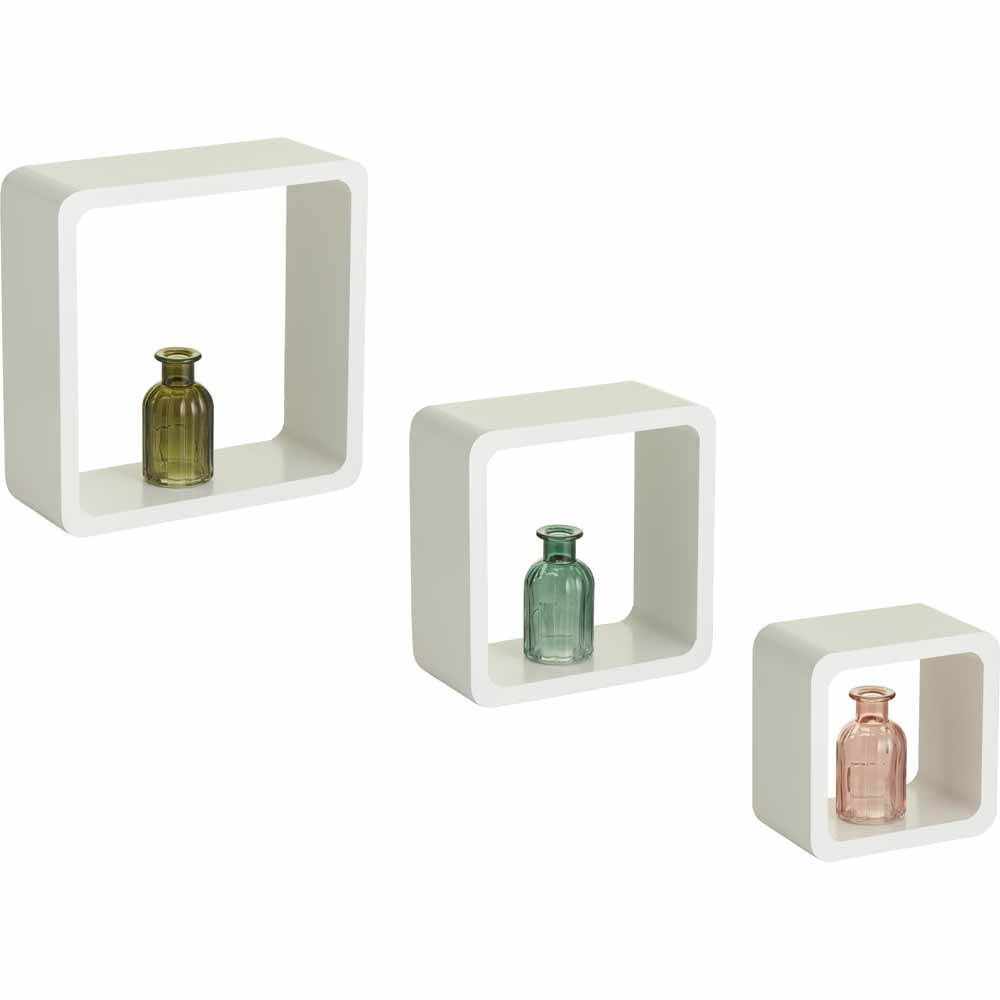 Wilko Set 3 MDF Cube Shelves White Image 3