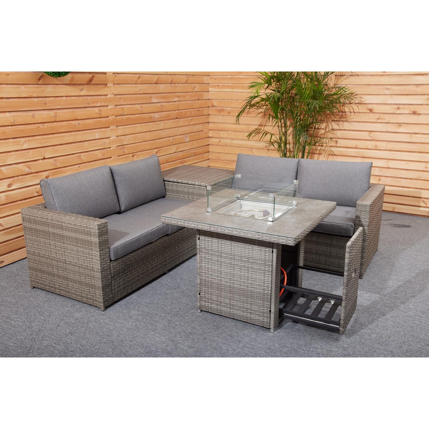 Malay Deluxe Malay New Hampshire 4 Seater Grey Conversation Firepit Lounge Set Image 5