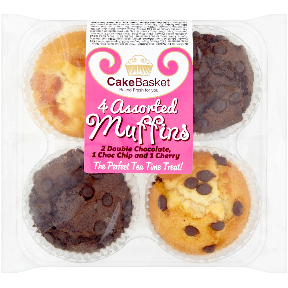 Cake Basket Assorted Muffins 4 Pack Image
