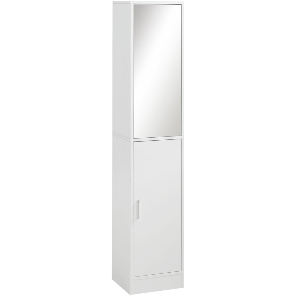 Kleankin White 2 Door Mirrored Tall Floor Cabinet Image 2