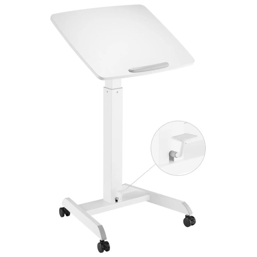 ProperAV Mobile Sit or Stand Variable Height Trolley Workstation White Image 4