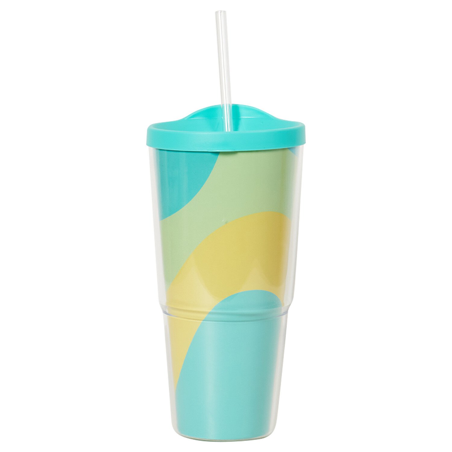 Bold Wave Teal 670ml Tumbler with Straw - Teal Image 1