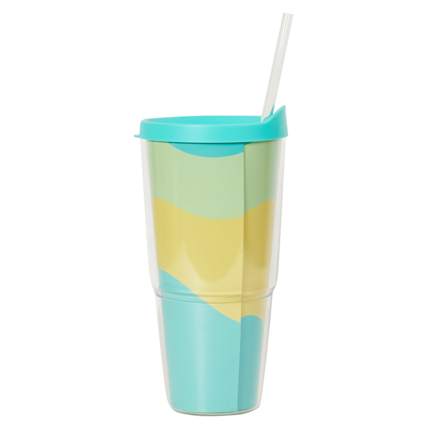 Bold Wave Teal 670ml Tumbler with Straw - Teal Image 2
