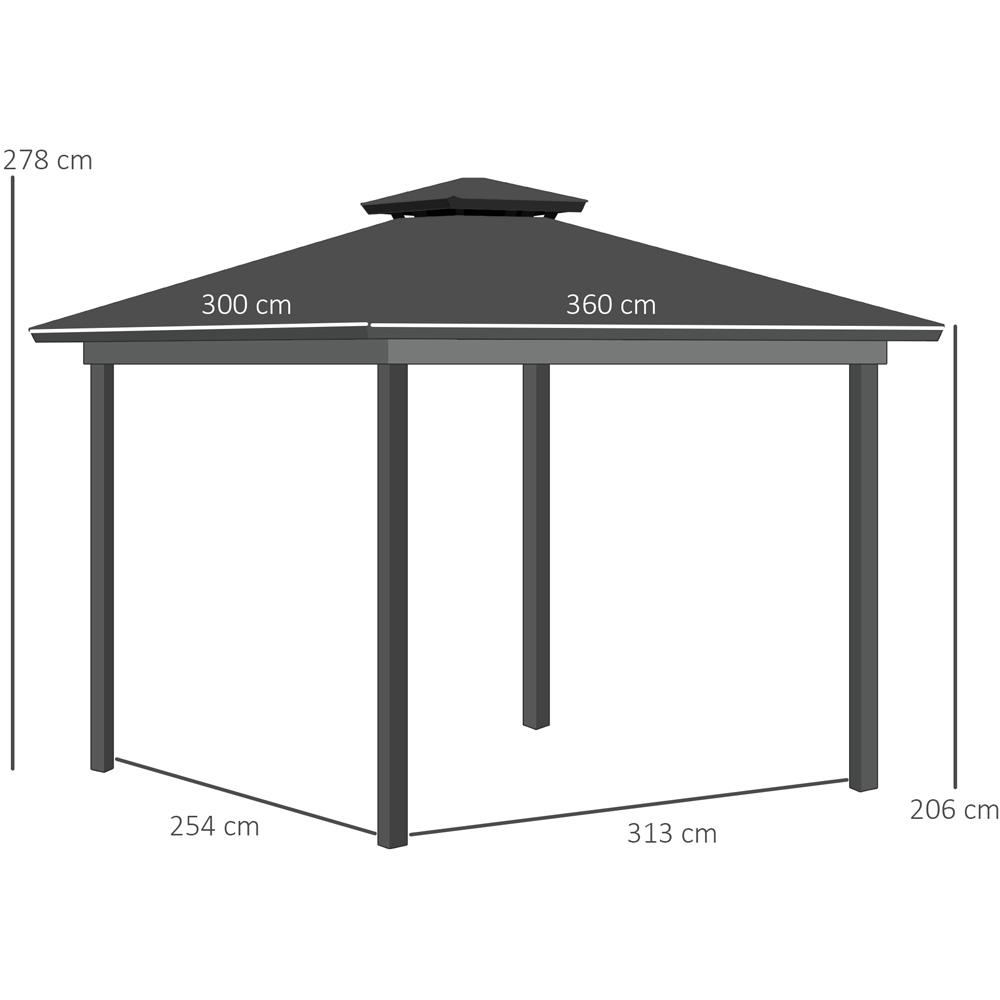 Outsunny 3.6 x 3m Polycarbonate Double Roof Gazebo with Curtains Image 7