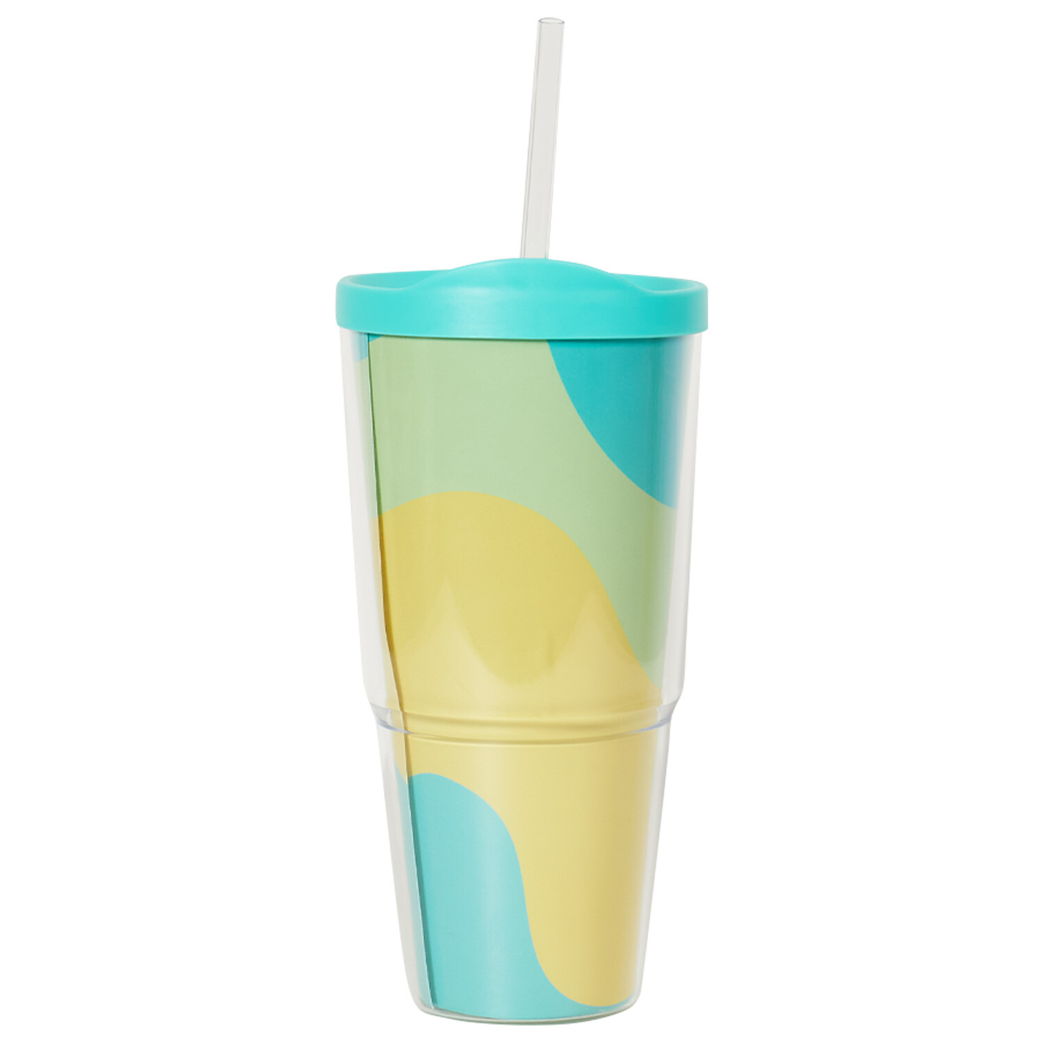 Bold Wave Teal 670ml Tumbler with Straw - Teal Image 3
