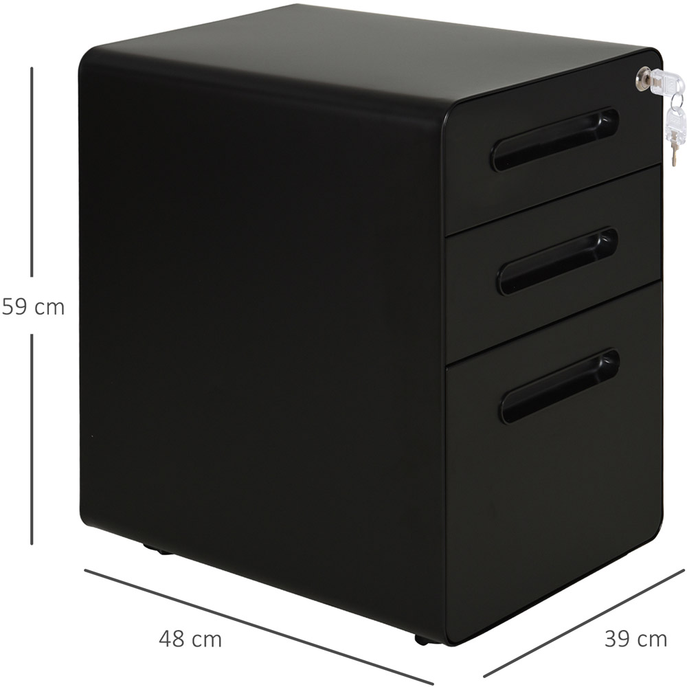 Vinsetto Black 3 Drawer File Cabinet Image 7