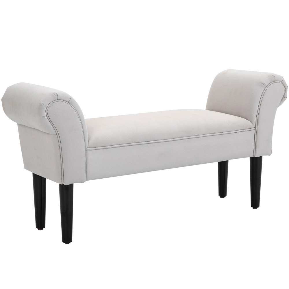 Portland Grey Small Linen Upholstered Bench Image 2