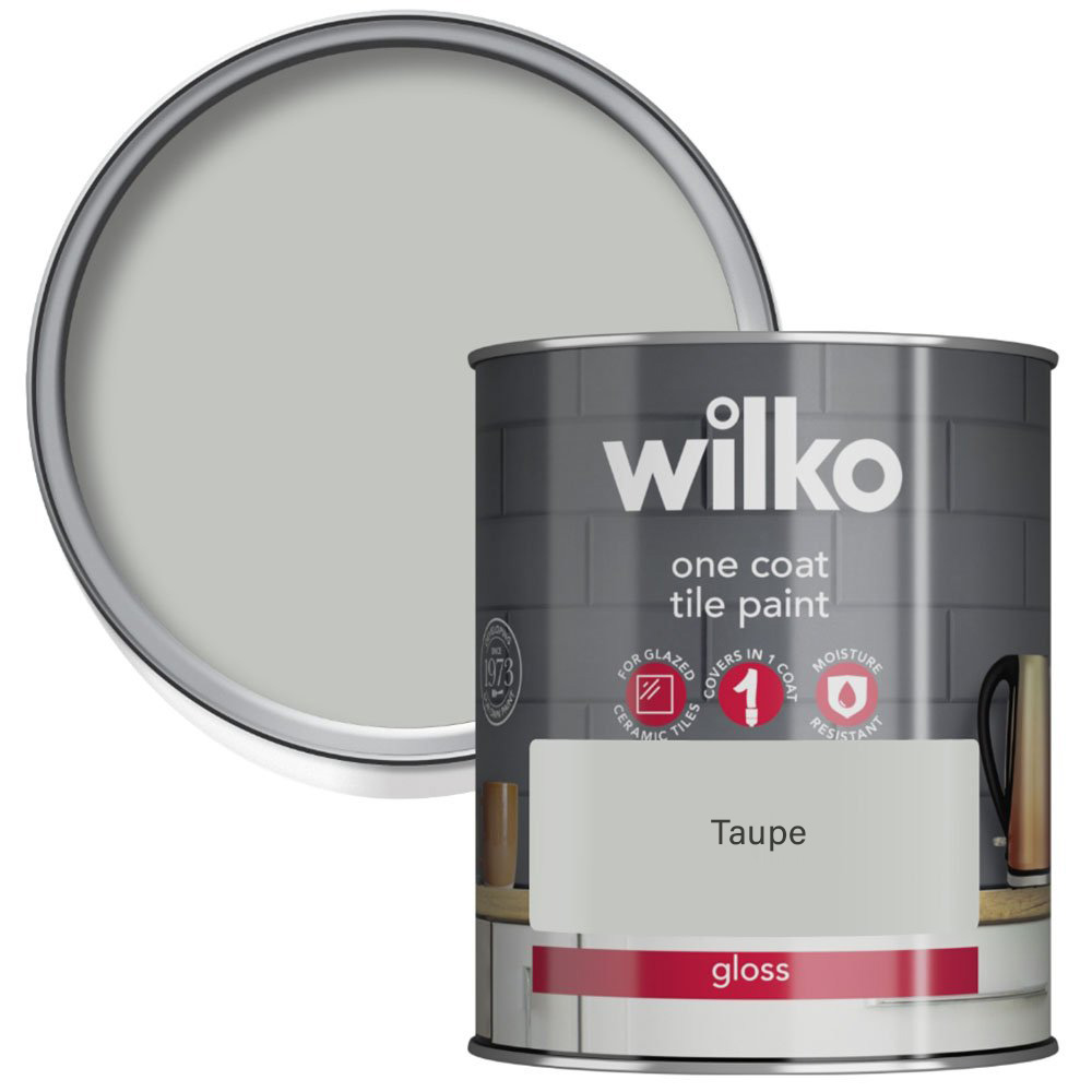Wiko Taupe Gloss One Coat Tile Paint 750ml Image 1