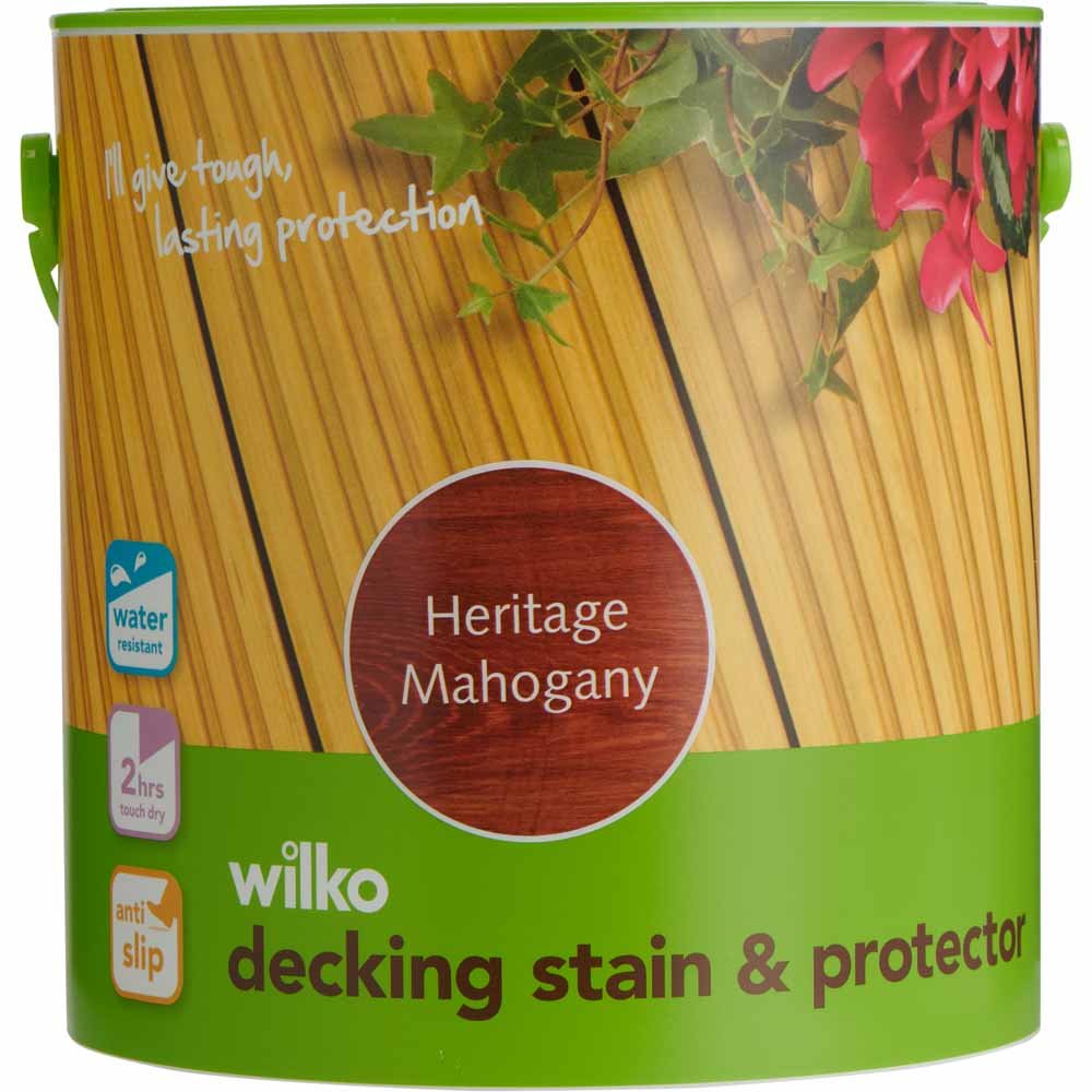 Wilko Anti Slip Heritage Mahogany Decking Stain and Protector 2.5L Image 2