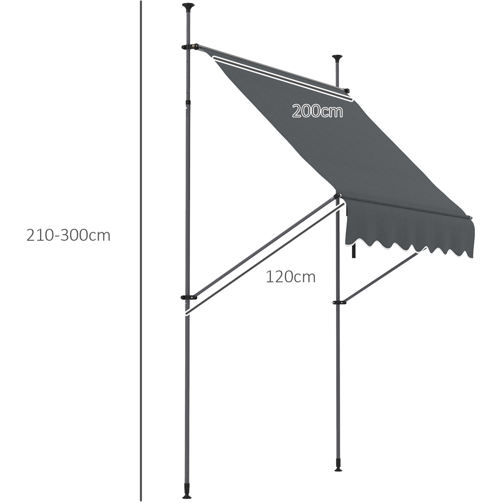 Outsunny Dark Grey Retractable Awning 2 x 1.2m Image 8