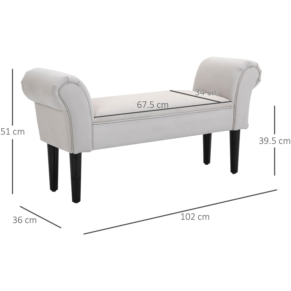 Portland Grey Small Linen Upholstered Bench Image 7