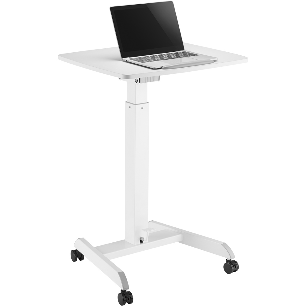 ProperAV Mobile Sit or Stand Variable Height Trolley Workstation White Image 2