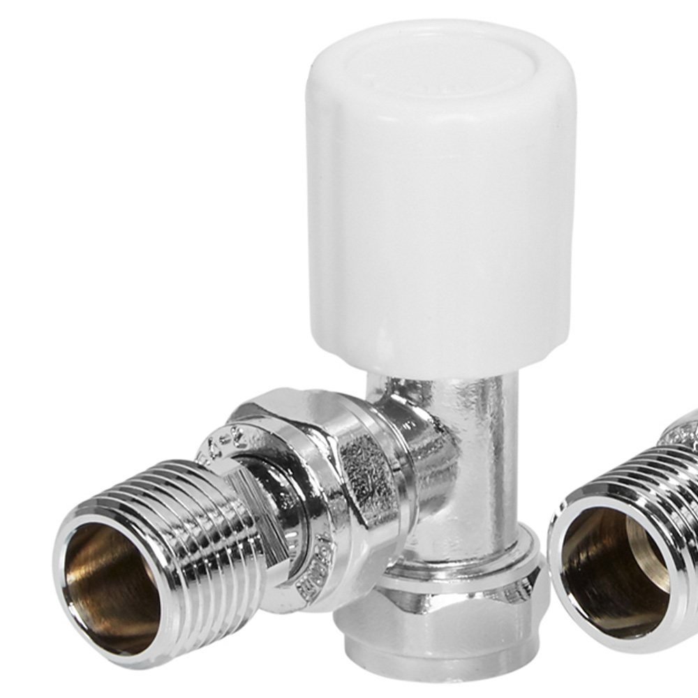 Towelrads White Angled TRV and Lockshield Set 15mm x 1/2inch Image 2
