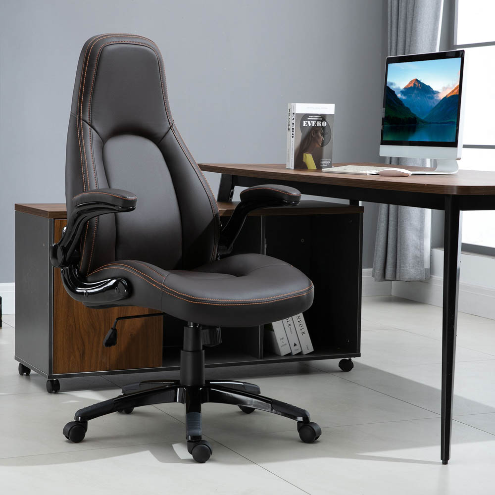 Portland Brown PU Leather Swivel Office Chair Image 1