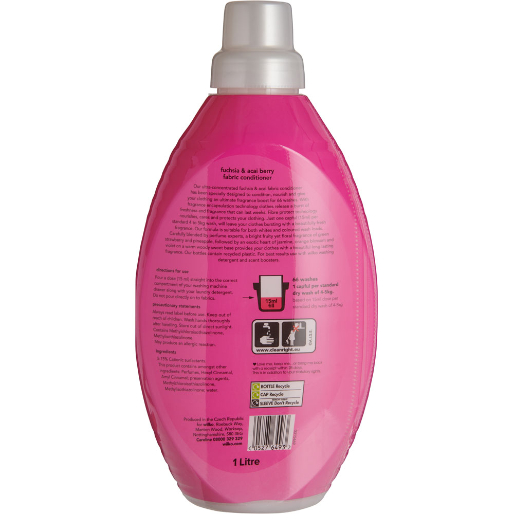 Wilko Fuchsia and Acai Berry Concentrated Fabric Conditioner 66 Washes 1L Image 3